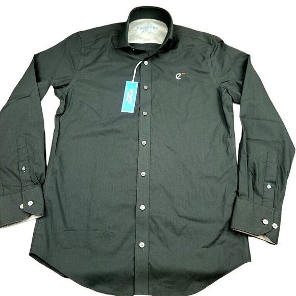 Twillory Mens 15 Neck‎ 32/33 Shirt Black Tailored Fit Performance Stretch Casual - Picture 1 of 15